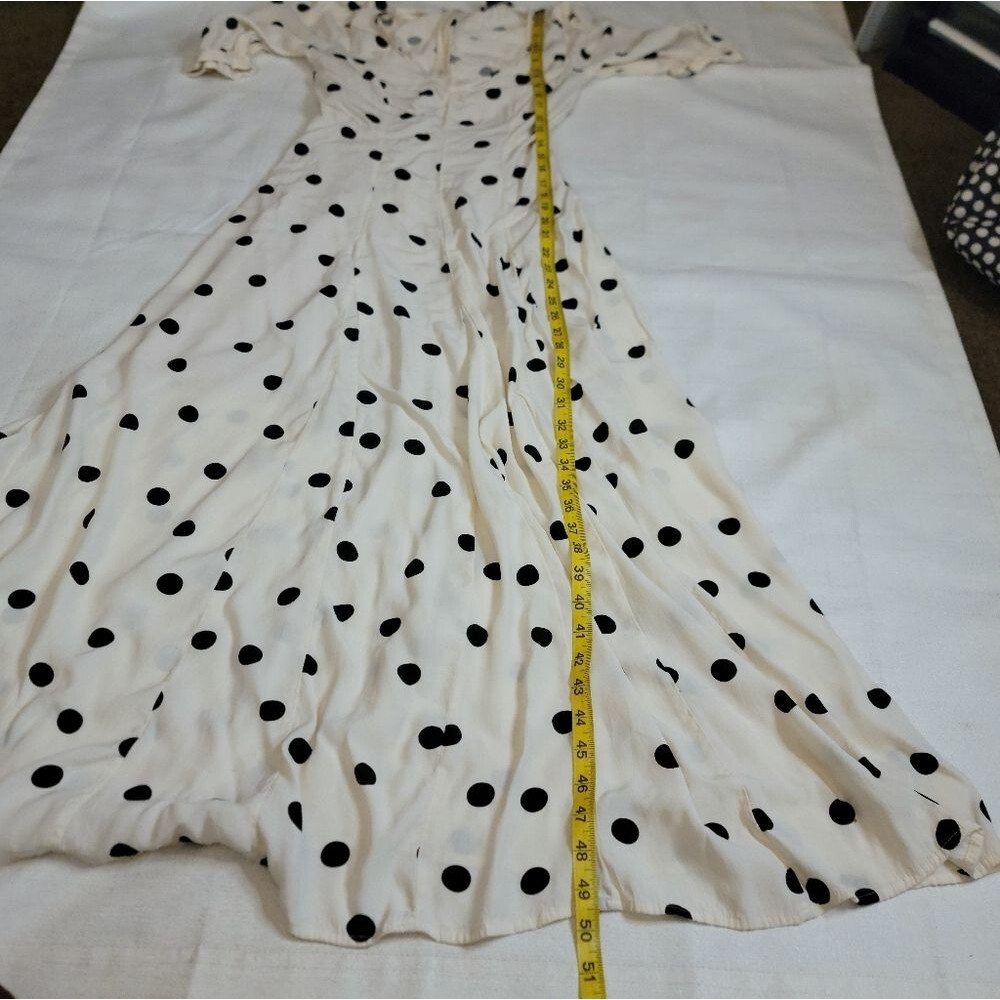 Something Navy Arielle Charnas Black Cream Polka Dot Midi Dress Size XS - Picture 8 of 12